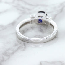 Load image into Gallery viewer, 1.07ct Round Blue Sapphire Ring with Diamond Accents in 18K White Gold