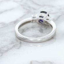 Load image into Gallery viewer, 1.07ct Round Blue Sapphire Ring with Diamond Accents in 18K White Gold