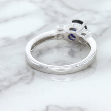Load image into Gallery viewer, 1.07ct Round Blue Sapphire Ring with Diamond Accents in 18K White Gold