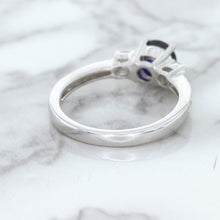 Load image into Gallery viewer, 1.07ct Round Blue Sapphire Ring with Diamond Accents in 18K White Gold