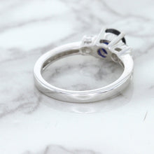 Load image into Gallery viewer, 1.07ct Round Blue Sapphire Ring with Diamond Accents in 18K White Gold