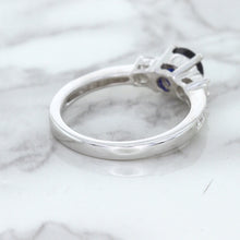 Load image into Gallery viewer, 1.07ct Round Blue Sapphire Ring with Diamond Accents in 18K White Gold