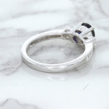 Load image into Gallery viewer, 1.07ct Round Blue Sapphire Ring with Diamond Accents in 18K White Gold