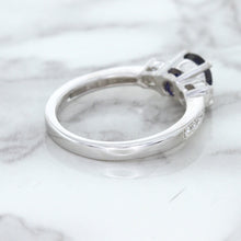Load image into Gallery viewer, 1.07ct Round Blue Sapphire Ring with Diamond Accents in 18K White Gold