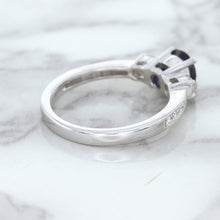 Load image into Gallery viewer, 1.07ct Round Blue Sapphire Ring with Diamond Accents in 18K White Gold