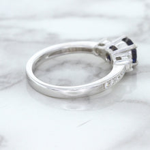Load image into Gallery viewer, 1.07ct Round Blue Sapphire Ring with Diamond Accents in 18K White Gold
