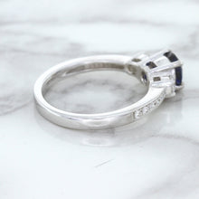 Load image into Gallery viewer, 1.07ct Round Blue Sapphire Ring with Diamond Accents in 18K White Gold