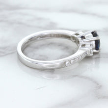 Load image into Gallery viewer, 1.07ct Round Blue Sapphire Ring with Diamond Accents in 18K White Gold