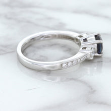 Load image into Gallery viewer, 1.07ct Round Blue Sapphire Ring with Diamond Accents in 18K White Gold