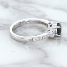 Load image into Gallery viewer, 1.07ct Round Blue Sapphire Ring with Diamond Accents in 18K White Gold