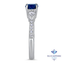 Load image into Gallery viewer, 1.07ct Round Blue Sapphire Ring with Diamond Accents in 18K White Gold