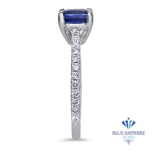 Load image into Gallery viewer, 1.43ct Cushion Unheated Blue Sapphire Ring with Diamond Accents in 18K White Gold