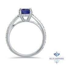 Load image into Gallery viewer, 1.43ct Cushion Unheated Blue Sapphire Ring with Diamond Accents in 18K White Gold