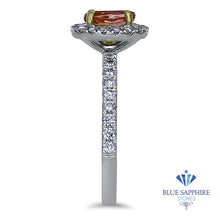 Load image into Gallery viewer, 1.02ct Oval GIA Certified Padparadscha Ring with Diamond Halo in 18K White Gold