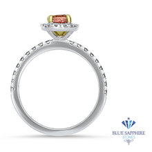 Load image into Gallery viewer, 1.02ct Oval GIA Certified Padparadscha Ring with Diamond Halo in 18K White Gold