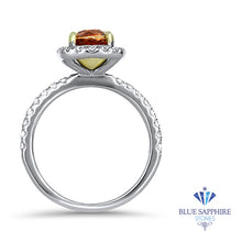 Load image into Gallery viewer, 1.94ct Cushion Unheated GIA Certified Padparadscha Ring with Diamond Halo in 18K White Gold
