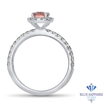 Load image into Gallery viewer, 0.85ct Oval Peach Sapphire with Diamond Halo in 18K White Gold
