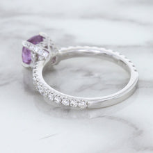 Load image into Gallery viewer, 1.36ct Cushion Unheated Lavender Sapphire Ring with Diamonds in 18K White Gold