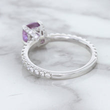 Load image into Gallery viewer, 1.36ct Cushion Unheated Lavender Sapphire Ring with Diamonds in 18K White Gold