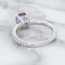 Load image into Gallery viewer, 1.36ct Cushion Unheated Lavender Sapphire Ring with Diamonds in 18K White Gold