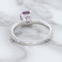 Load image into Gallery viewer, 1.36ct Cushion Unheated Lavender Sapphire Ring with Diamonds in 18K White Gold