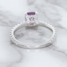 Load image into Gallery viewer, 1.36ct Cushion Unheated Lavender Sapphire Ring with Diamonds in 18K White Gold