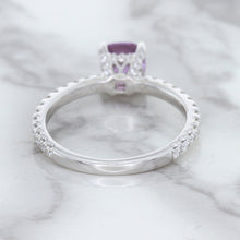 Load image into Gallery viewer, 1.36ct Cushion Unheated Lavender Sapphire Ring with Diamonds in 18K White Gold