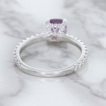 Load image into Gallery viewer, 1.36ct Cushion Unheated Lavender Sapphire Ring with Diamonds in 18K White Gold