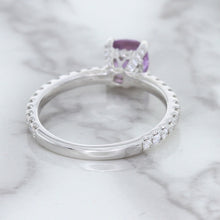 Load image into Gallery viewer, 1.36ct Cushion Unheated Lavender Sapphire Ring with Diamonds in 18K White Gold