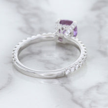Load image into Gallery viewer, 1.36ct Cushion Unheated Lavender Sapphire Ring with Diamonds in 18K White Gold