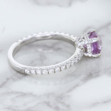 Load image into Gallery viewer, 1.36ct Cushion Unheated Lavender Sapphire Ring with Diamonds in 18K White Gold