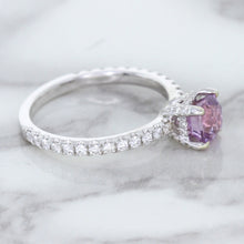Load image into Gallery viewer, 1.36ct Cushion Unheated Lavender Sapphire Ring with Diamonds in 18K White Gold