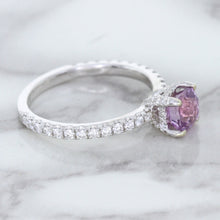 Load image into Gallery viewer, 1.36ct Cushion Unheated Lavender Sapphire Ring with Diamonds in 18K White Gold
