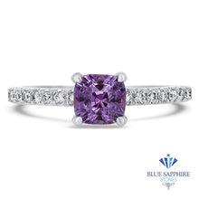 Load image into Gallery viewer, 1.36ct Cushion Unheated Lavender Sapphire Ring with Diamonds in 18K White Gold