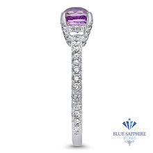 Load image into Gallery viewer, 1.36ct Cushion Unheated Lavender Sapphire Ring with Diamonds in 18K White Gold