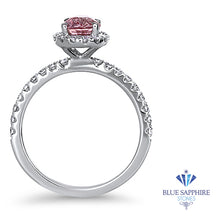 Load image into Gallery viewer, 1.24ct Oval EGL Certified Padparadscha Ring with Diamond Halo in 18K White Gold