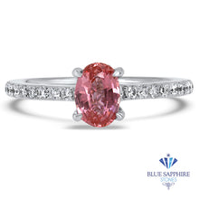 Load image into Gallery viewer, 0.86ct Oval GIA Certified Pink Sapphire Ring with Diamond Accents in 18K White Gold