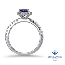 Load image into Gallery viewer, 0.94ct Pear Blue Sapphire Ring with Diamond Halo in 18K White Gold