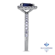 Load image into Gallery viewer, 0.94ct Pear Blue Sapphire Ring with Diamond Halo in 18K White Gold