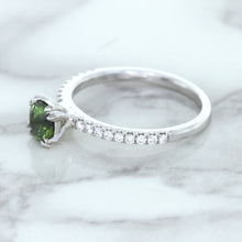 Load image into Gallery viewer, 0.89ct Round Green Sapphire Ring with Diamond Accents in 18K White Gold