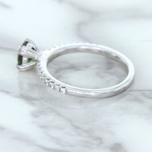 Load image into Gallery viewer, 0.89ct Round Green Sapphire Ring with Diamond Accents in 18K White Gold
