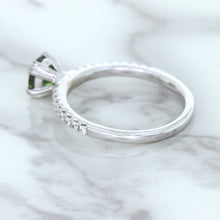 Load image into Gallery viewer, 0.89ct Round Green Sapphire Ring with Diamond Accents in 18K White Gold