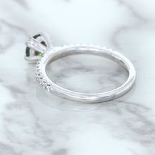 Load image into Gallery viewer, 0.89ct Round Green Sapphire Ring with Diamond Accents in 18K White Gold