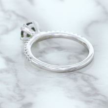 Load image into Gallery viewer, 0.89ct Round Green Sapphire Ring with Diamond Accents in 18K White Gold