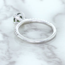 Load image into Gallery viewer, 0.89ct Round Green Sapphire Ring with Diamond Accents in 18K White Gold
