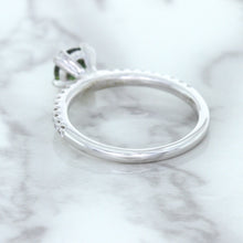 Load image into Gallery viewer, 0.89ct Round Green Sapphire Ring with Diamond Accents in 18K White Gold