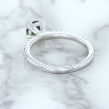 Load image into Gallery viewer, 0.89ct Round Green Sapphire Ring with Diamond Accents in 18K White Gold