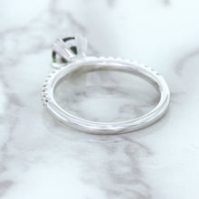 Load image into Gallery viewer, 0.89ct Round Green Sapphire Ring with Diamond Accents in 18K White Gold