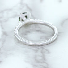 Load image into Gallery viewer, 0.89ct Round Green Sapphire Ring with Diamond Accents in 18K White Gold