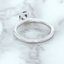 Load image into Gallery viewer, 0.89ct Round Green Sapphire Ring with Diamond Accents in 18K White Gold